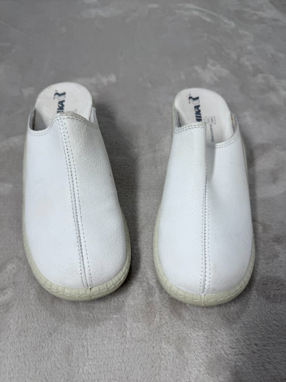 Romika White Leather Slip On Clogs Mules Wedge Comfort Shoes